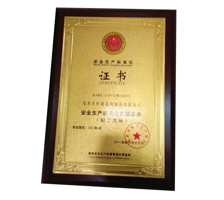 安全生（shēng）產標準化證書